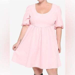 Hot Topic Plus Size Light Pink Bow Babydoll Mini Dress Coquette Cutesy SZ 5X